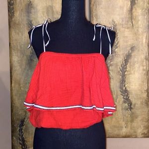Ruffle crop top, adjustable straps